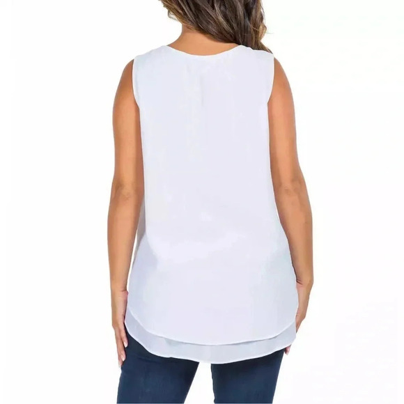 Cristina B Women’s Sleeveless Tunic V-Neck Flowy Double Layer Tank - Picture 9 of 13